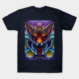 Trippy and Elegant Animal Illustration of a Fox T-Shirt